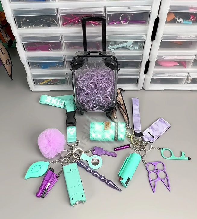 Large Order Mini Suitcase Self Defense Keychain 17pcs Set B