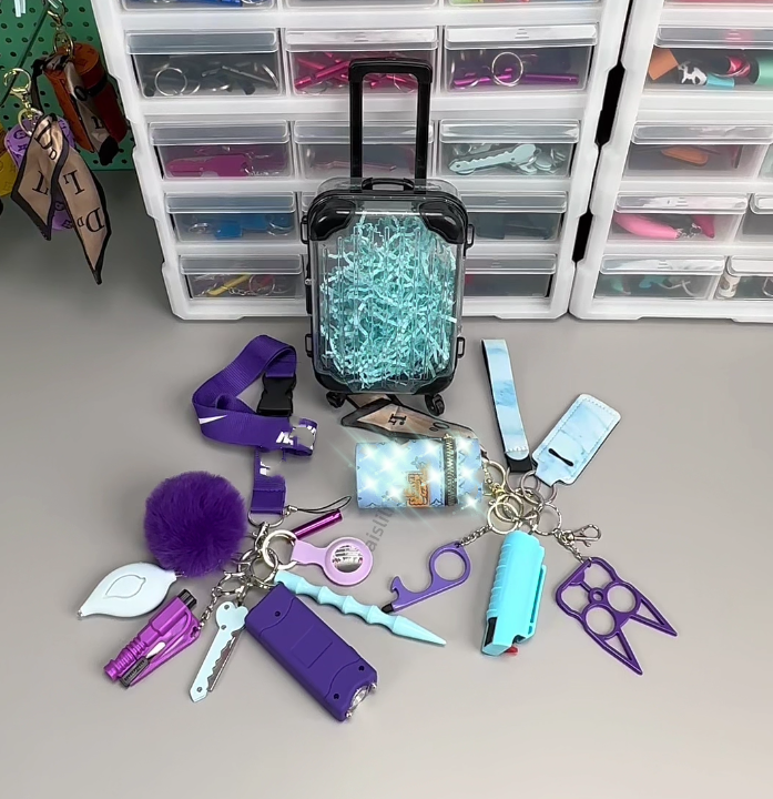 Large Order Mini Suitcase Self Defense Keychain 17pcs Set B