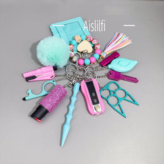 New Beaded Bracelet Self Defense Keychain Kit