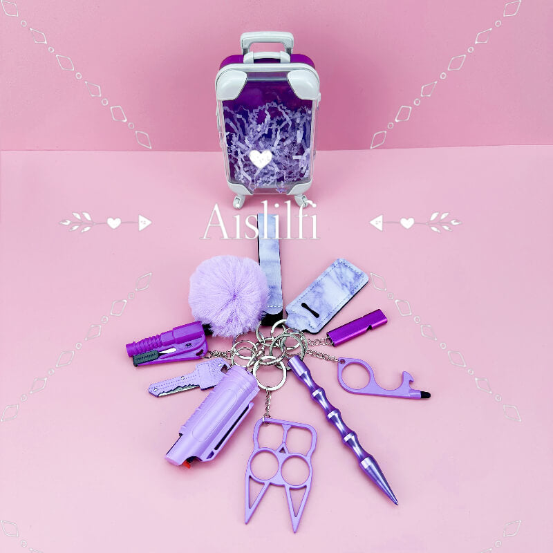 Mini keychain suitcase design keychain self-defense keychain accessories 11