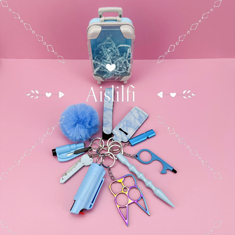 Mini keychain suitcase design keychain self-defense keychain accessories 11