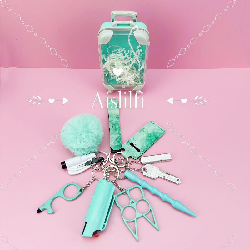 Mini keychain suitcase design keychain self-defense keychain accessories 11