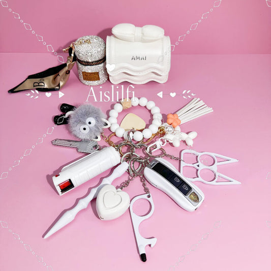 12 Piece Cute Bag Self Defense Keychain Set